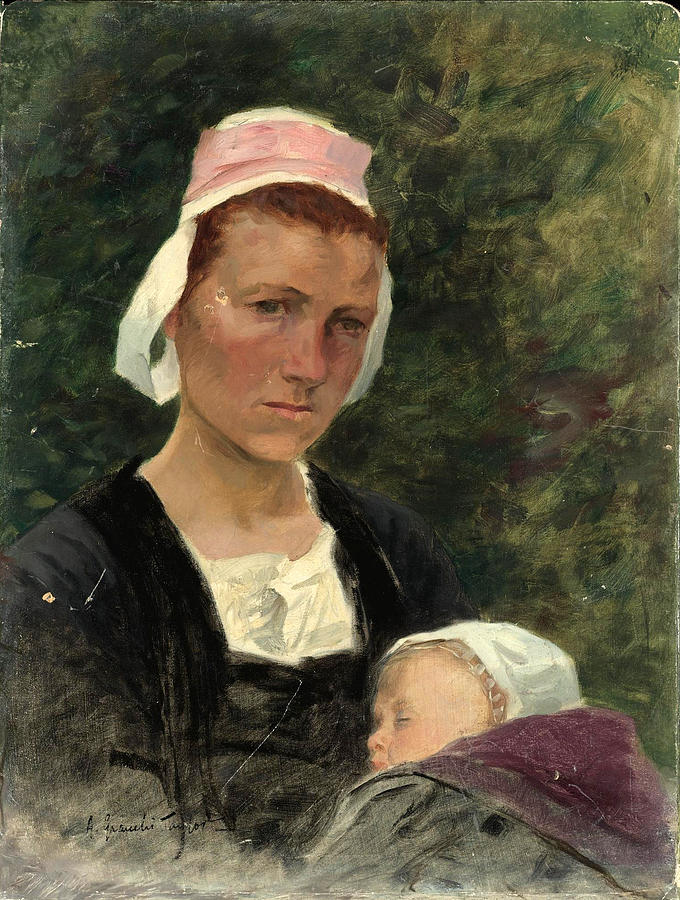 Woman and Child Painting by Achille Granchi-Taylor
