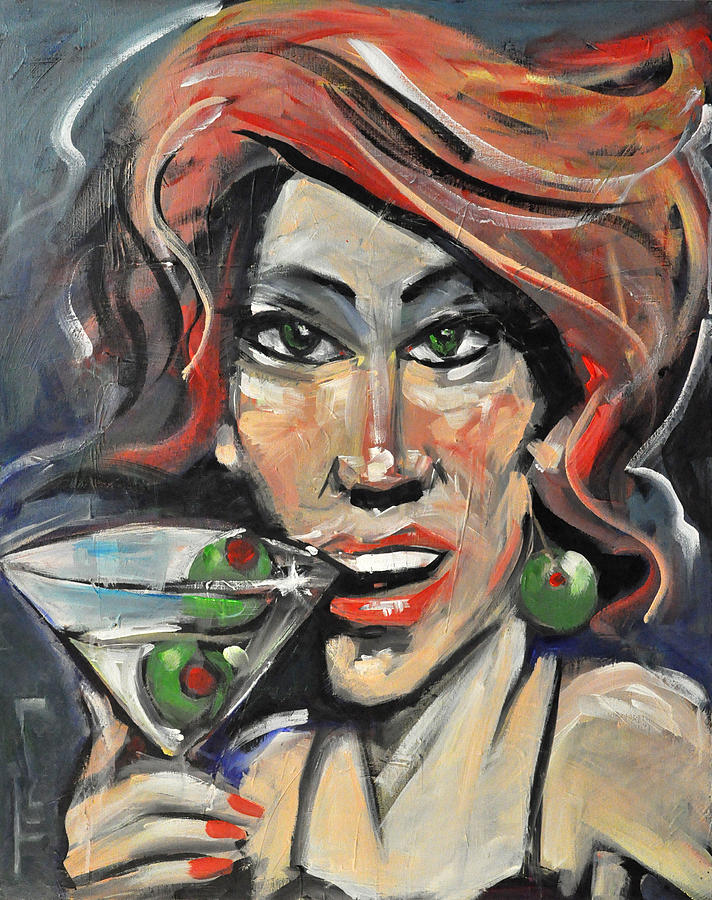 Martini Painting - Woman At Martini Bar #2 by Tim Nyberg