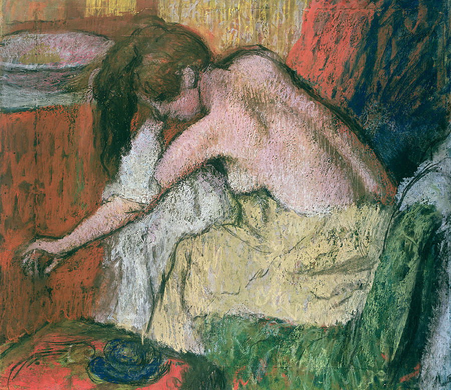 Edgar Degas Pastel - Woman Drying Herself by Edgar Degas