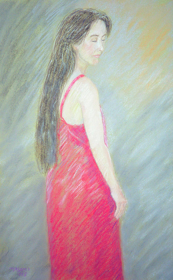 Woman In Red Dress #1 Pastel by Masami Iida