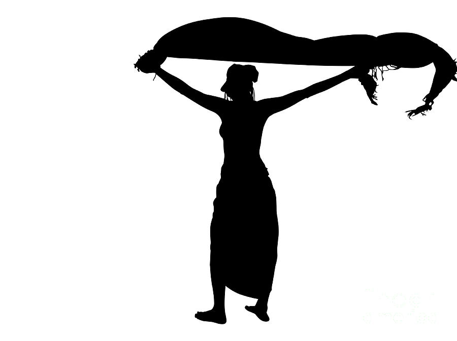 Woman silhouette with sarong #1 Digital Art by Benny Marty