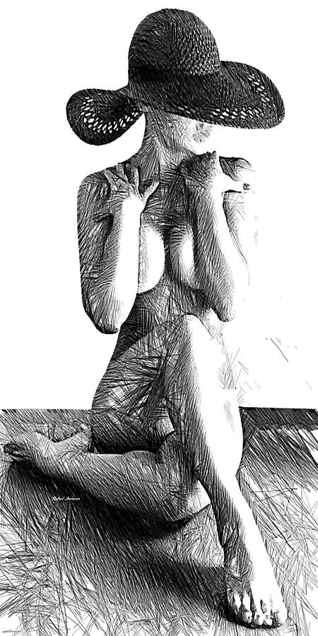 Woman Sketch In Black And White Digital Art