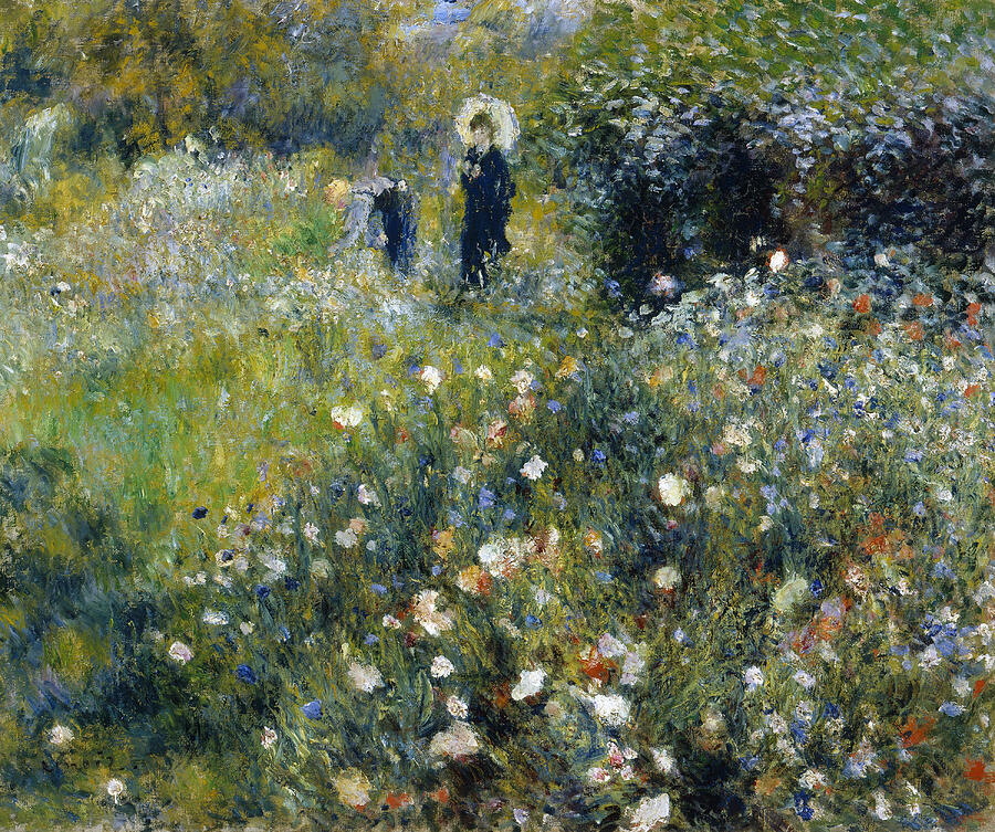 Woman with a Parasol in a Garden, from 1875 Painting by Auguste Renoir
