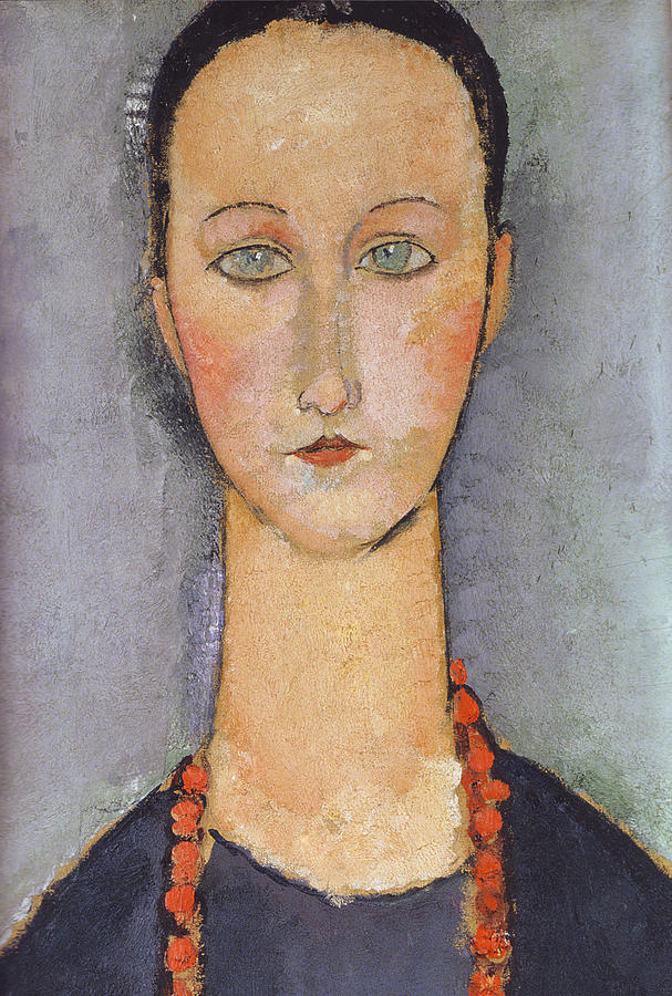 Woman With A Red Necklace #2 Painting by Amedeo Modigliani