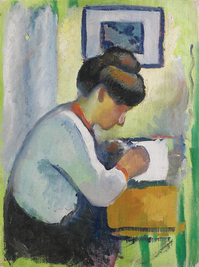 Woman Writing #1 Painting by August Macke