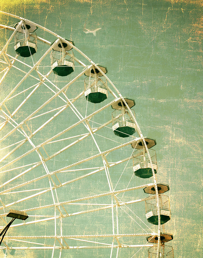 Wonder Wheel and Plane Series 3 Green Photograph by Marianne Campolongo