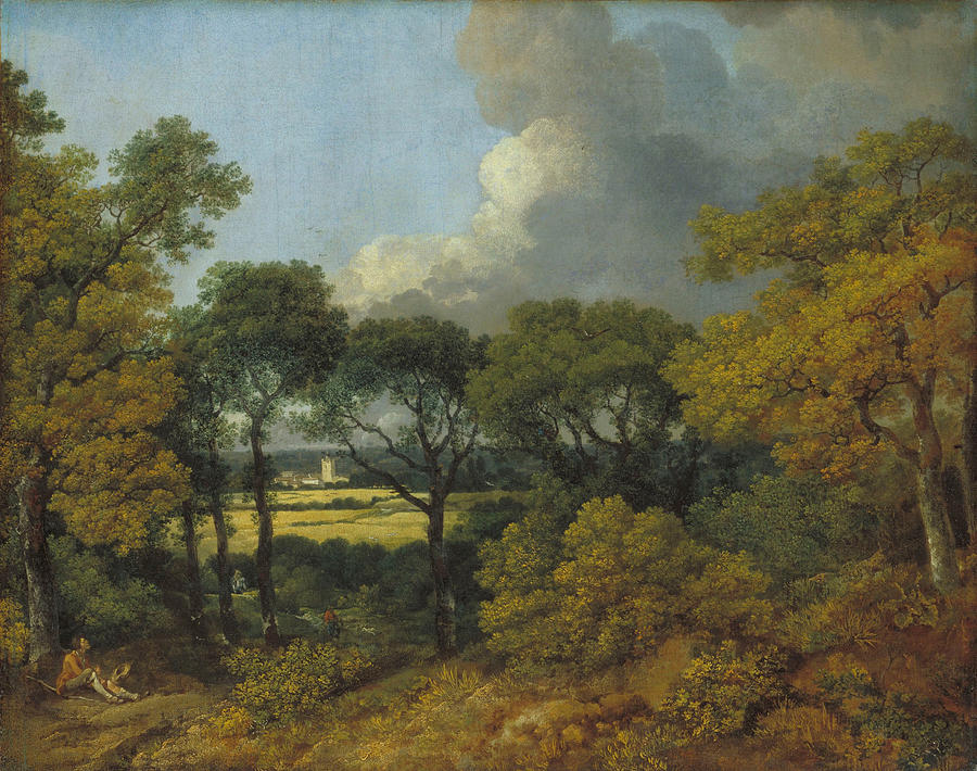 Wooded Landscape with a Peasant Resting #2 Painting by Thomas Gainsborough