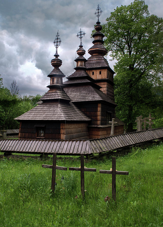 Wooden church of st. Kosma and Damian #1 Photograph by Jaroslaw Blaminsky