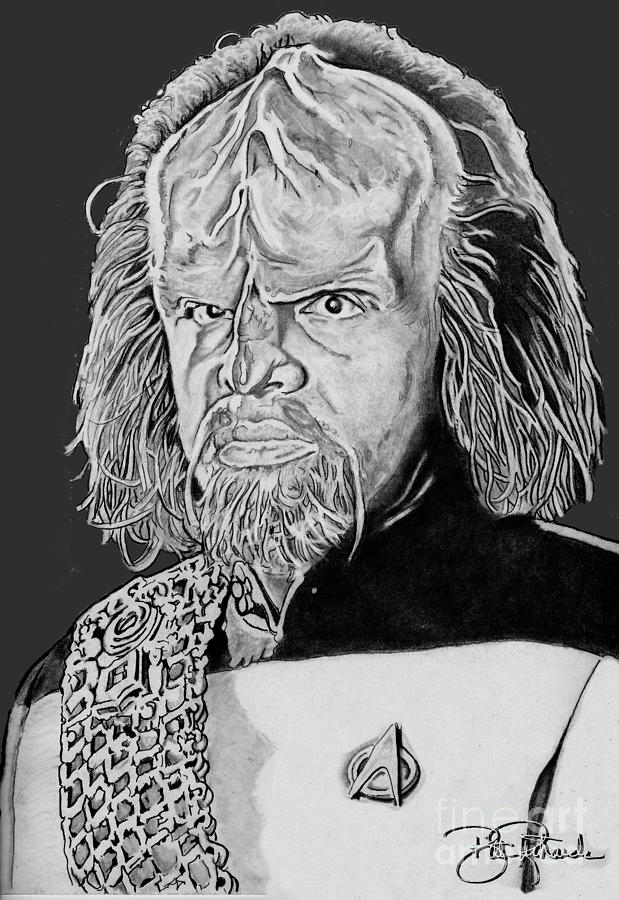 Worf Drawing by Bill Richards