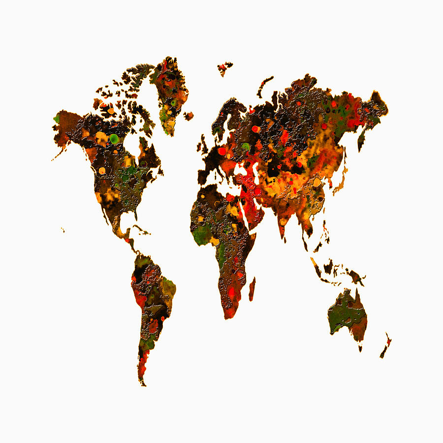 World Map 2b #1 Painting by Brian Reaves