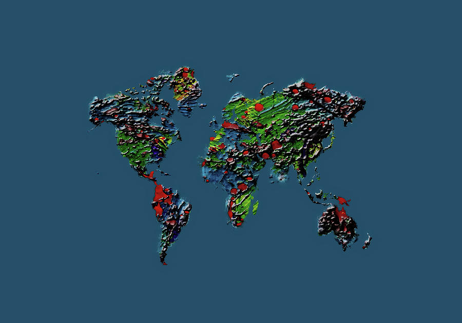 World Map b2 #1 Mixed Media by Brian Reaves