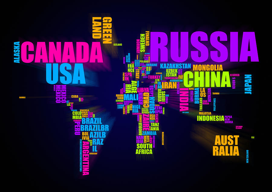 World Map in Words #1 Digital Art by Michael Tompsett
