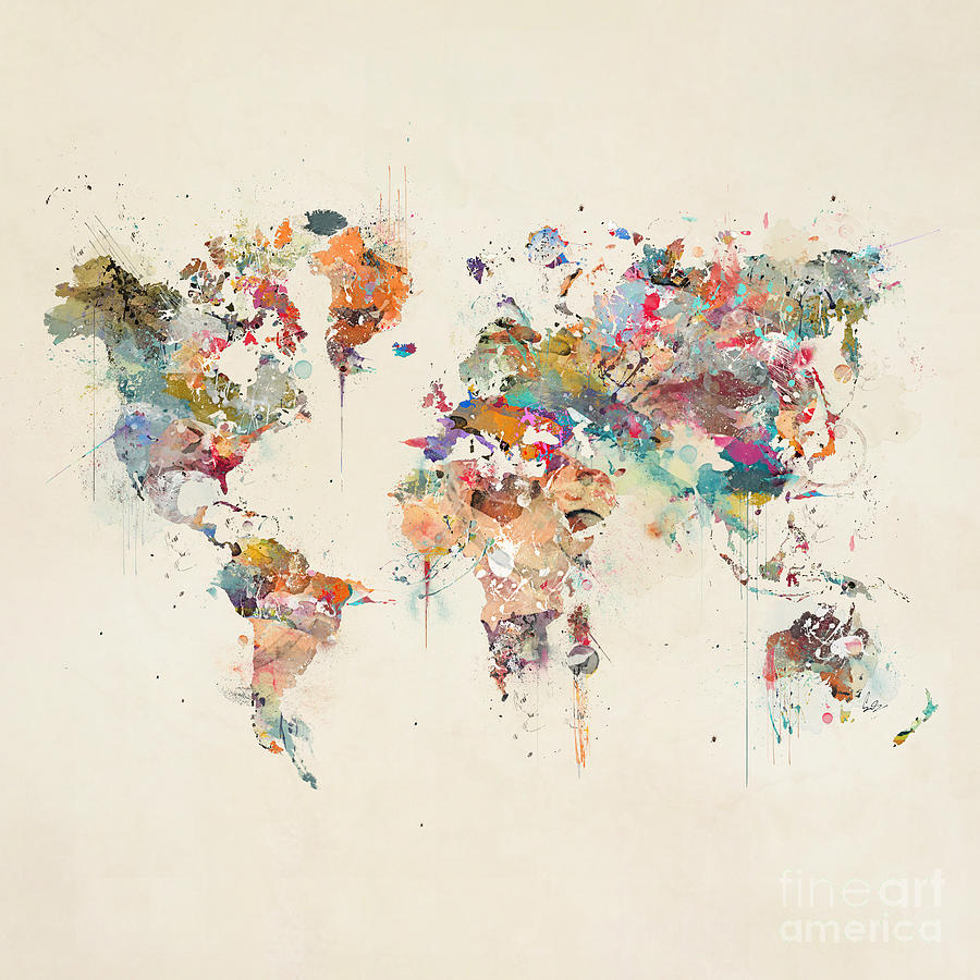 World Map Watercolor #1 Painting by Bri Buckley