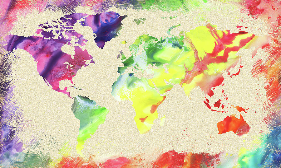 World Map Watercolor #2 Painting by Irina Sztukowski