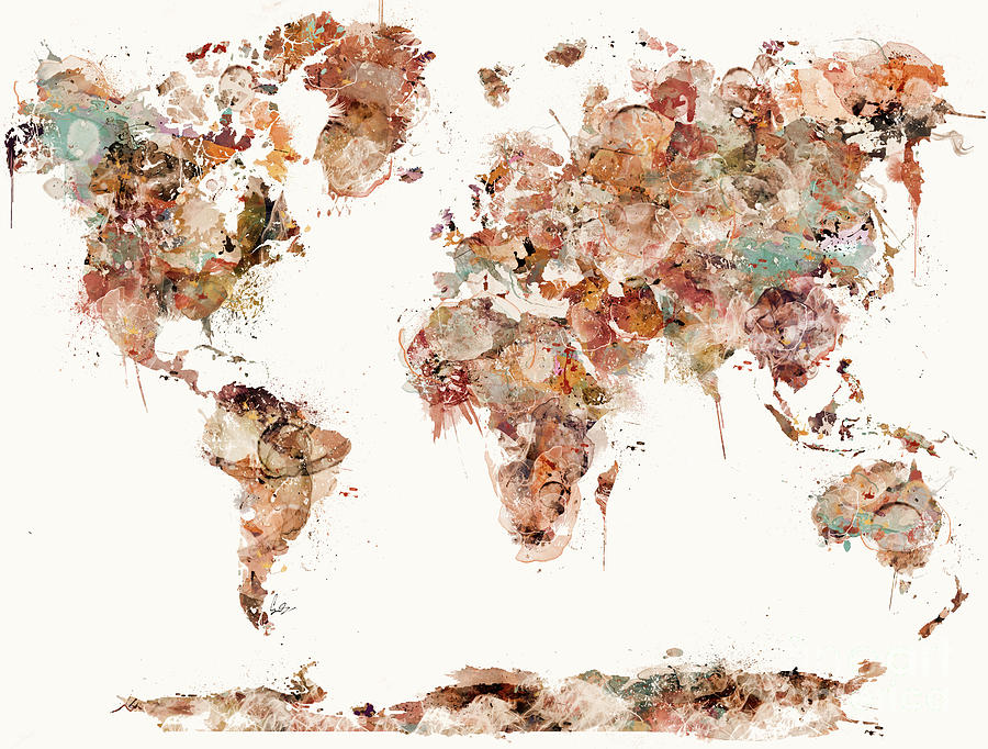 World Map Watercolors #1 Painting by Bri Buckley