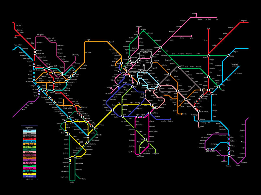 World Metro Map Digital Art by Michael Tompsett