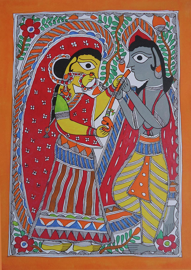 World Oldest Folk Art D - Madhubani Painting of The Radha Krishana ...
