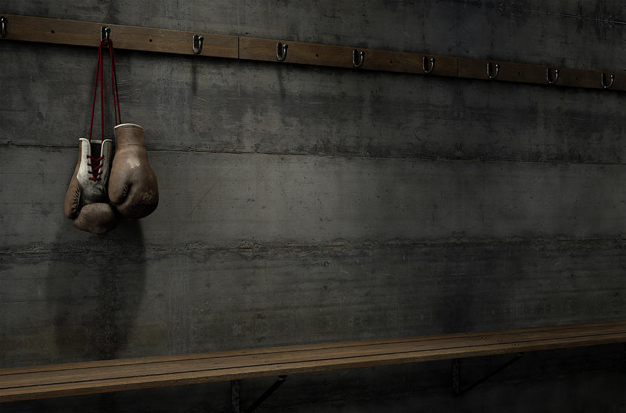 Worn Digital Art - Worn Vintage Boxing Gloves Hanging In Change Room 1 by Allan Swart Worn Digital Art - Worn Vintage Boxing Gloves Hanging In Change Room 1 by Allan Swart