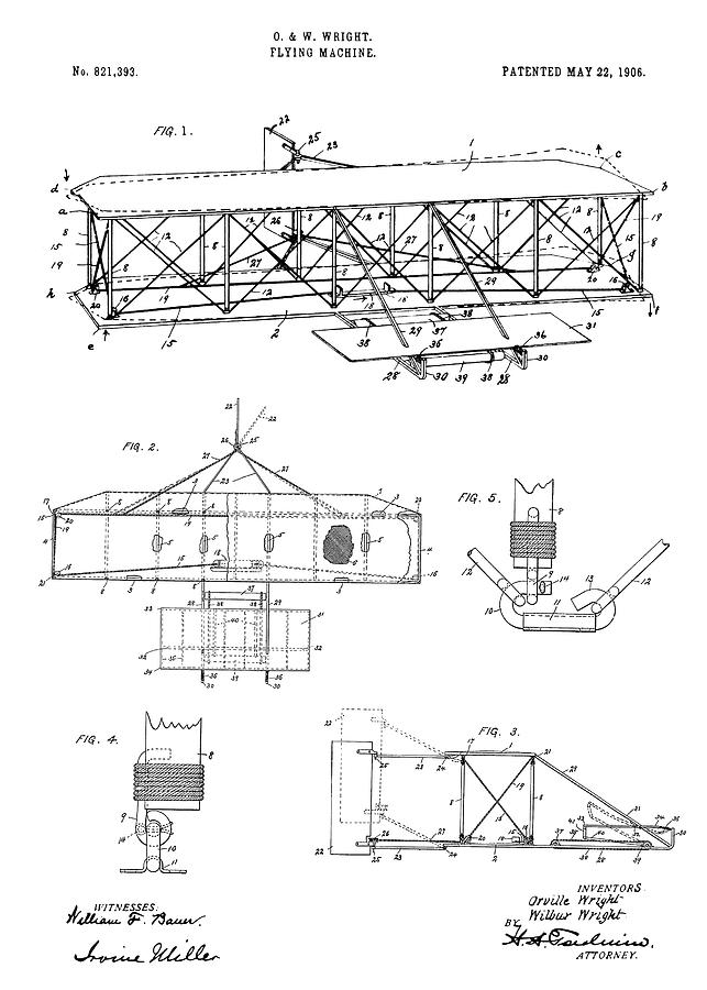 Orville Wilbur Brothers WRIGHT FLYER Airplane PATENT Art Print READY TO FRAME!!