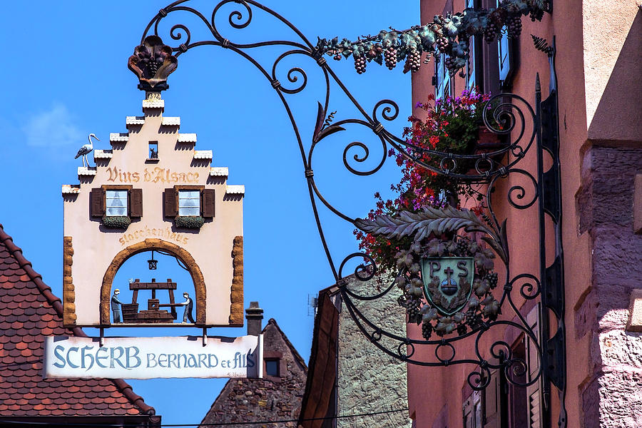 Wrought iron sign in Gueberschwihr Photograph by Claudio Maioli