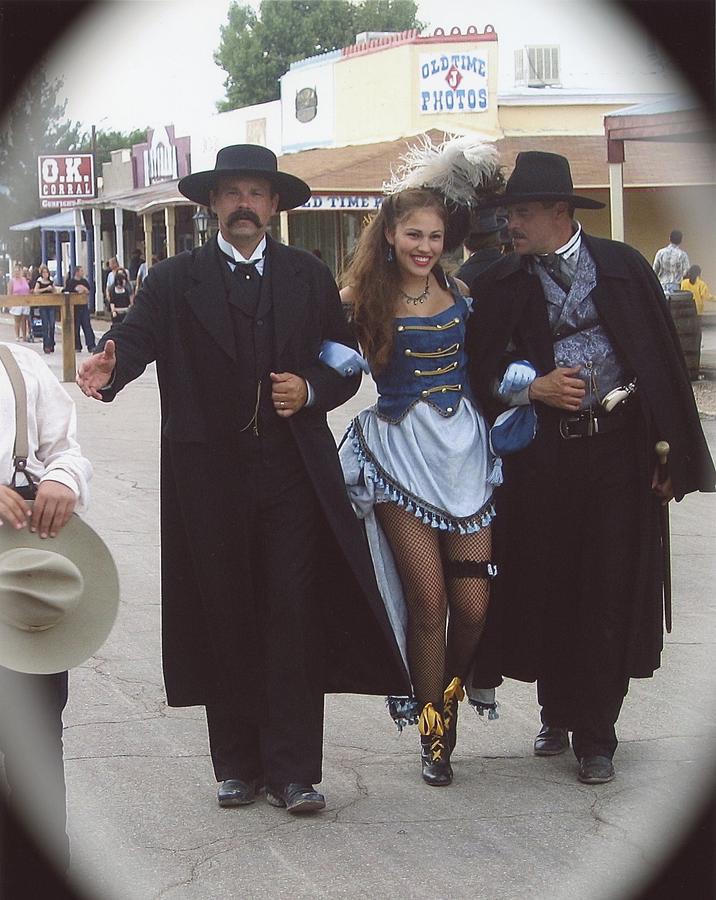 Wyatt Earp Doc Holiday Escort Show Girl  O.K. Corral In Background Tombstone Arizona 2004-2008 Photograph by David Lee Guss