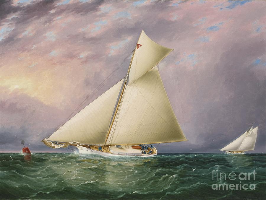 Yacht Race In New York Harbor #2 Painting by MotionAge Designs