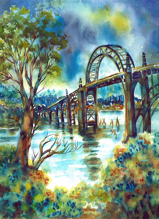 Yaquina Bay Bridge Painting by Ann Nicholson Yaquina Bay Bridge Painting by Ann Nicholson