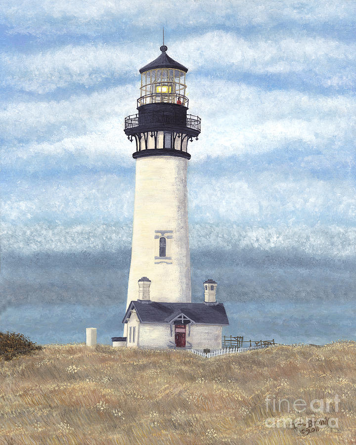 Lighthouse Painting - Yaquina Head #1 by Ida Brown