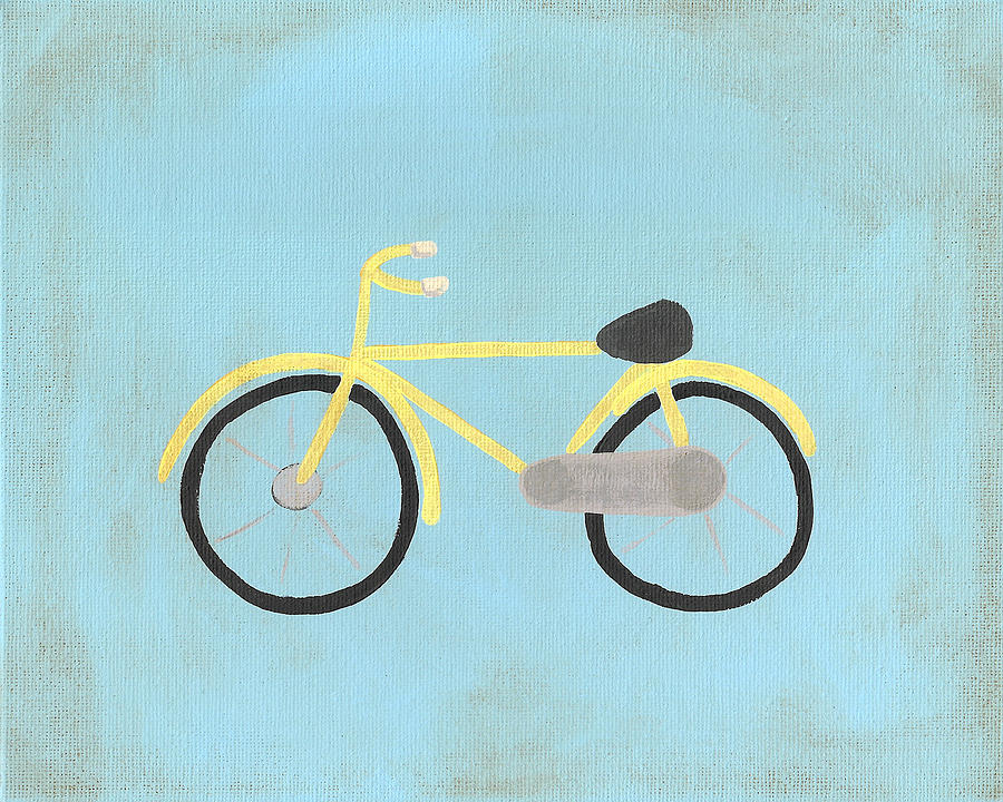 Bicycle Painting - Yellow Bike #1 by Katie Carlsruh