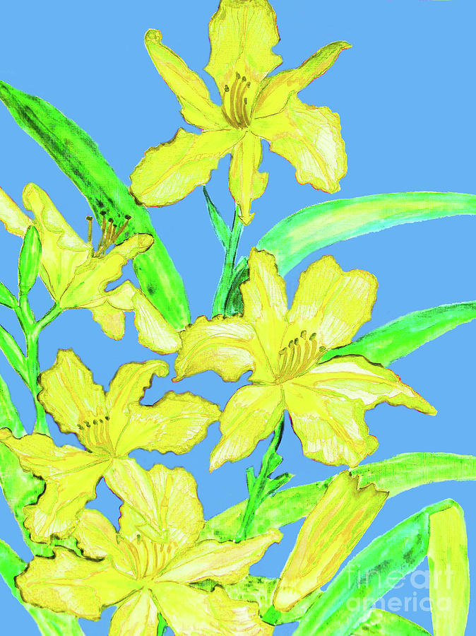 Yellow daily lilies #1 Painting by Irina Afonskaya