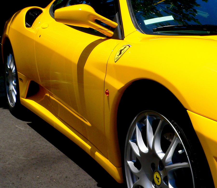 Yellow Ferrari #1 Photograph by Jeff Lowe