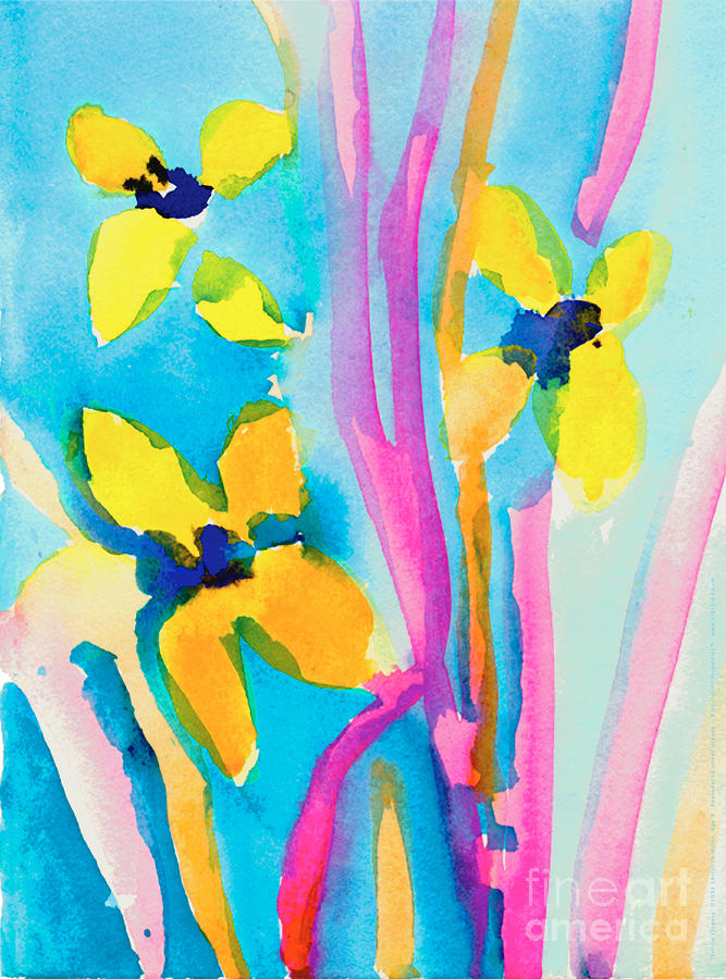 Yellow Flowers Painting by Christina Miller Age Nine