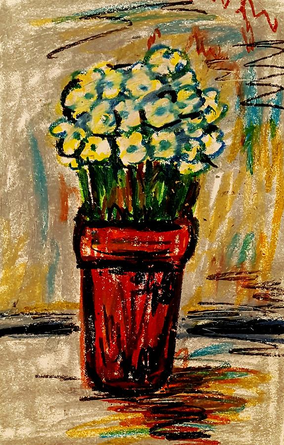 Yellow Flowers  #1 Drawing by Hae Kim