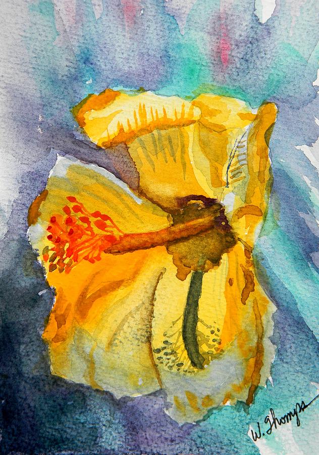 Yellow Hibiscus Shadows #2 Painting by Warren Thompson