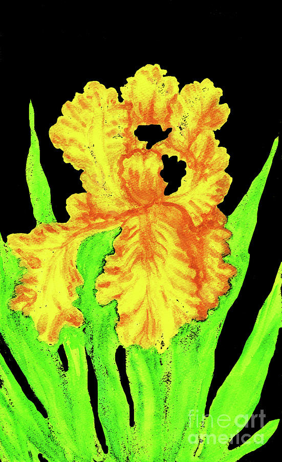 Yellow iris, painting #1 Painting by Irina Afonskaya