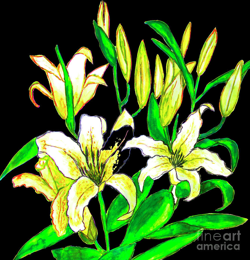 Yellow lilies, painting #1 Painting by Irina Afonskaya