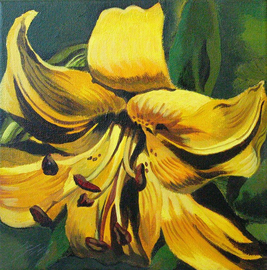 Yellow Lily #2 Painting by Alfred Ng