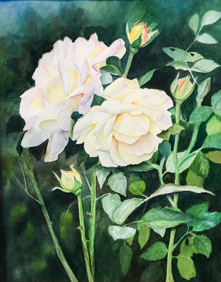 Yellow Peace Roses Painting by Jean Anne Chang