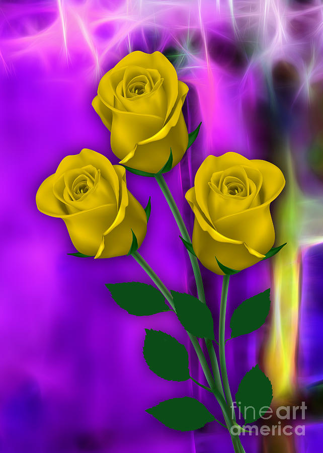 Flower Mixed Media - Yellow Roses Collection #1 by Marvin Blaine