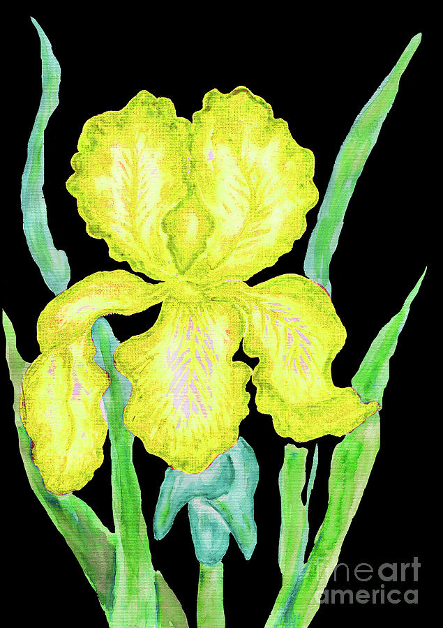 Yellowe iris, painting #1 Painting by Irina Afonskaya