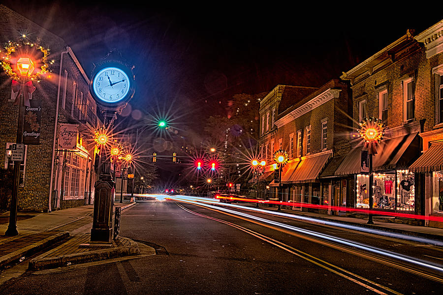 York South Carolina Downtown During Christmas Photograph by Alex