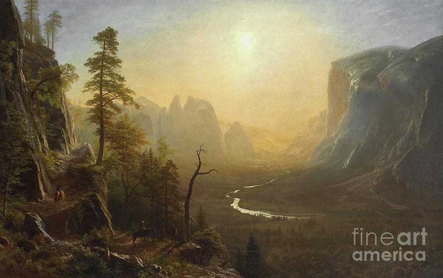 Albert Bierstadt  Painting - Yosemite Valley, Glacier Point Trail by Albert Bierstadt
