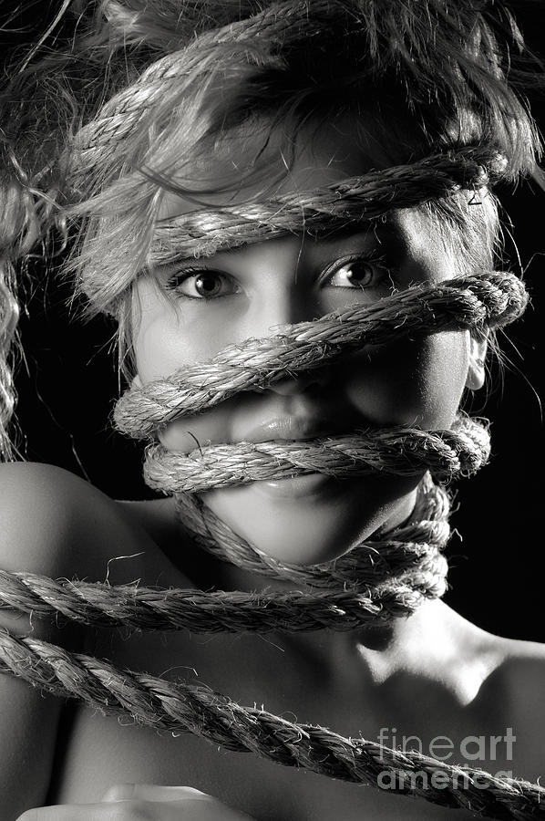 Young Expressive Woman Tied In Ropes Photograph By Oleksiy Maksymenko 1818