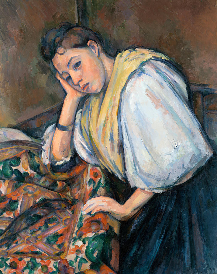 Young Painting - Young Italian Woman at a Table #1 by Paul Cezanne