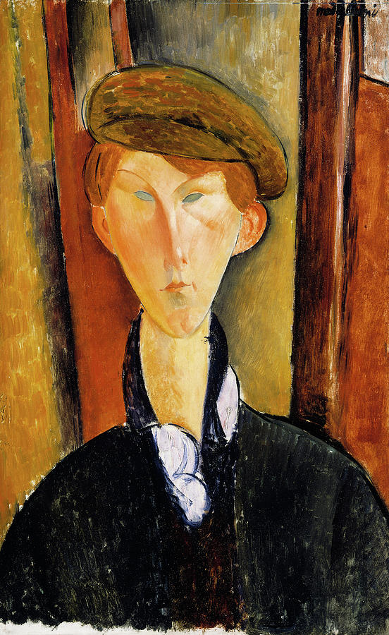 Young Man Painting - Young Man With Cap by Amedeo Modigliani Young Man Painting - Young Man With Cap by Amedeo Modigliani