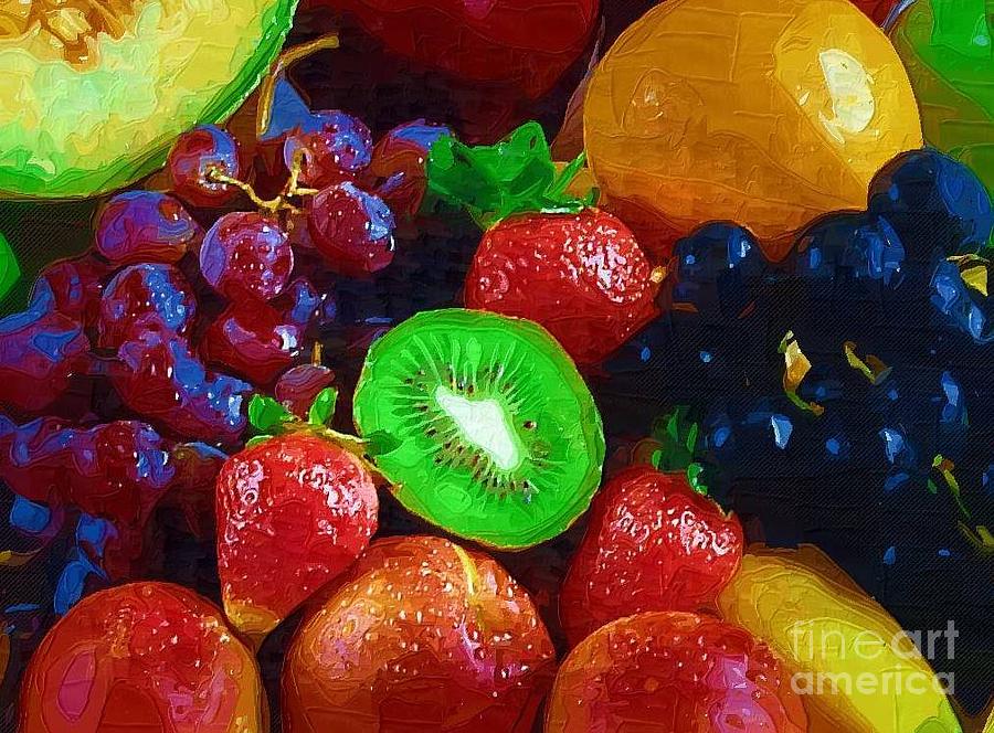 Yummy Fresh Fruit Painting by Deborah SelibHaig DMacq