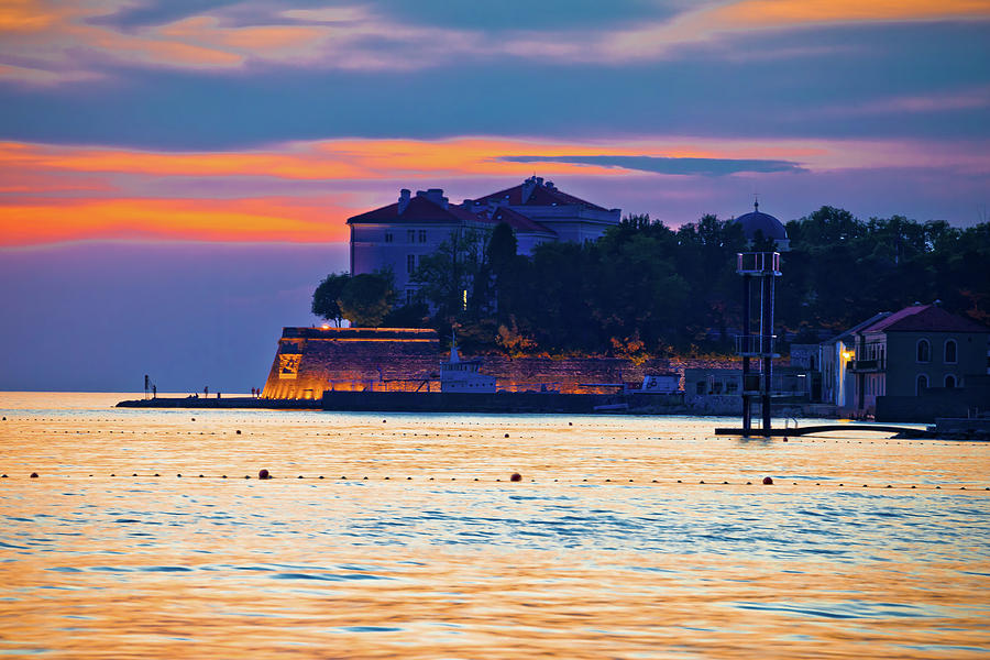 Zadar waterfront at golden sunset view #1 Photograph by Brch Photography