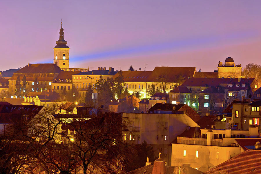 Zagreb historic upper town night view #2 Photograph by Brch Photography
