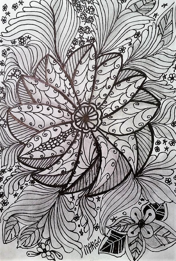Zen Flower 7 Drawing by Margo Washburn - Fine Art America