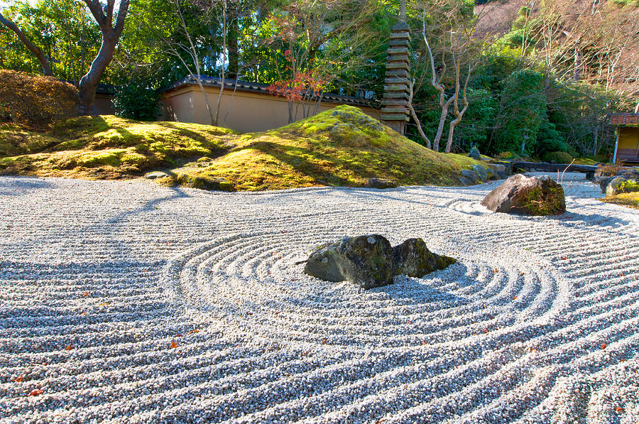 Abstract Photograph - Zen garden at a sunny morning #1 by U Schade